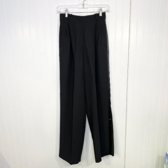 TEMPESTA Black Dressy Tuxedo Slacks Puddle Pants 4 - Picture 5 of 14